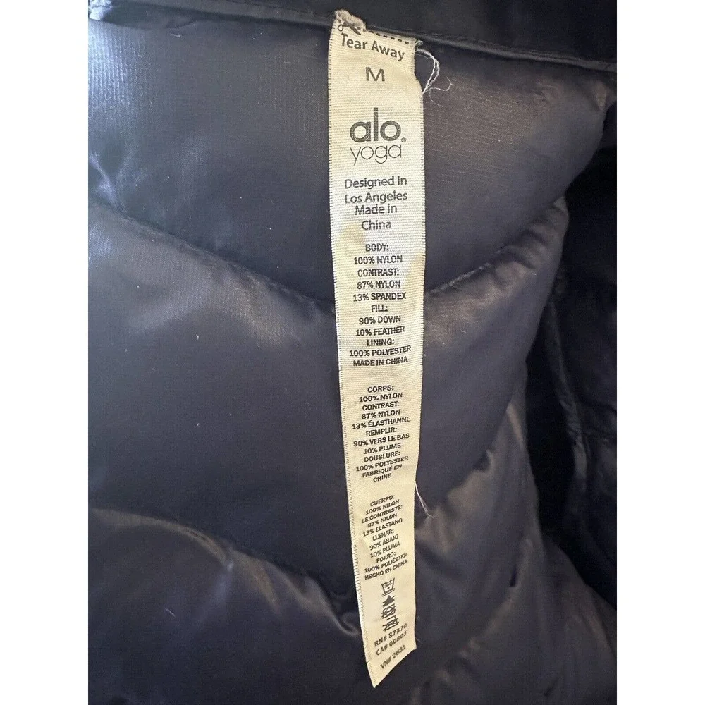 ALO YOGA Down Jacket Puffer Full Zip Navy Blue Women's Size Medium - Picture 7 of 9